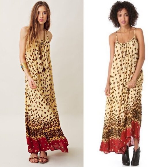 Revolve MinkPink Maxi Dress Wild Thing Leopard Print Ombre Bohemian Size XS Boho - Picture 3 of 13